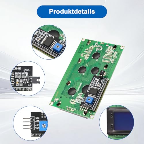 AYWHP 20x4 2004 LCD Display Modul, LCD 2004 Module, DC 5V LCD-Bildschirm-Anzeigemodul Zeichen Bildschirm mit TWI IIC I2C Serial Kompatibel mit Arduino Raspberry Pi Pico ESP32 ESP8266(Blau/2004)