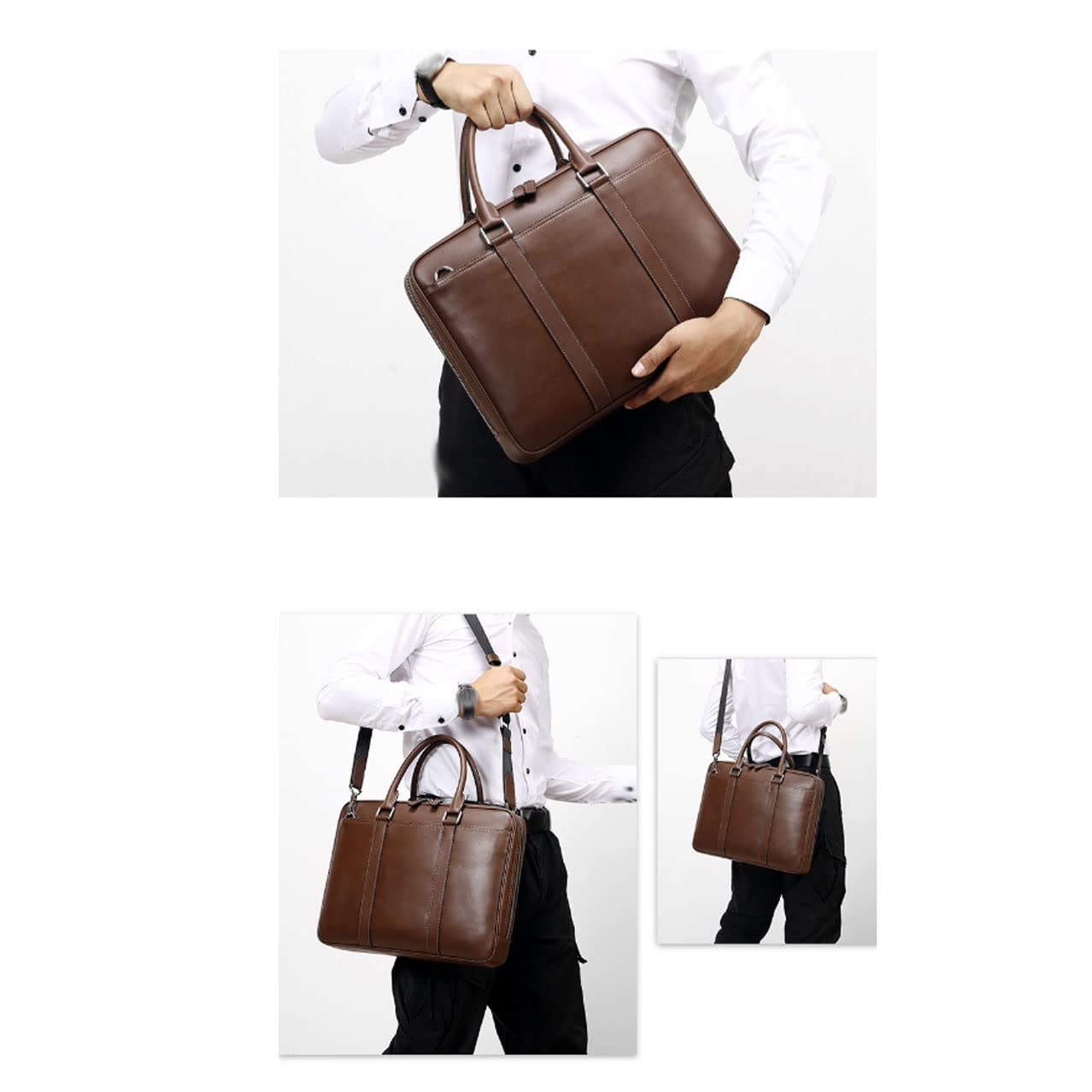 Męskie oryginalne skórzane aktówki, torby typu tote, torby na laptopa ze skóry bydlęcej, futerały, torebki,Brązowy