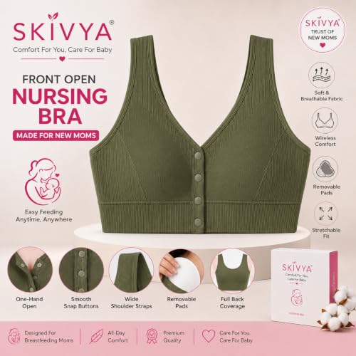Image of Women's Maternity Nursing Bra, Front Open with Button Closure, Wirefree Padded, Seamless Inner, with Tube Bra,Pack of 1 (Free Size 30,32,34)
