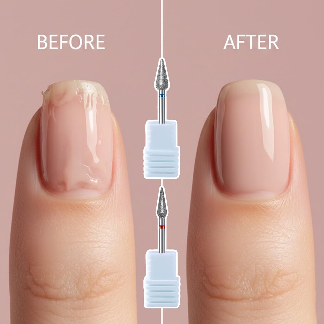 Punta per Fresa Unghie Universale 3/32'' in Carburo di Tungsteno, Grana Fine (F), per Rimozione Cuticole e Nail Art Professionale, con Custodia Trasparente