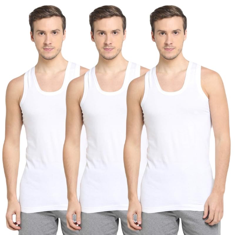 innero Men's Cotton Sleevless Round Neck Vest, Baniyan, Ganji, Undershirt (White)-picture-36