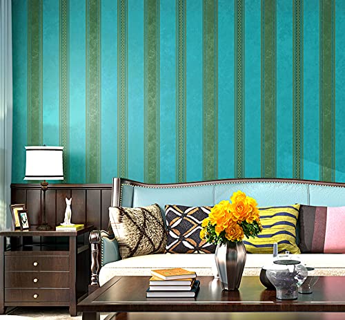 BaierSai 10X0.53M Vintage Blue American Country Stripes Textured Pure Paper Wallpaper Roll for Bedroom Livingroom 1.73' W x 32.8' L=5.3㎡ (57sq.ft) - Image 4