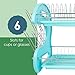 Home Basics 2 Tier Dish Drainer (Turquoise) Dish Rack for Kitchen Counter, with Cutlery Holder and Cup Slots