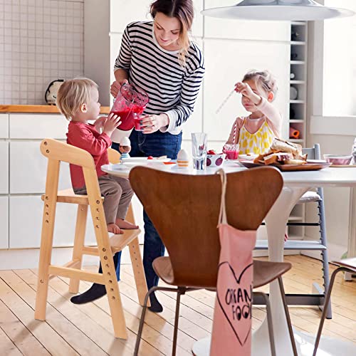 YOLEO hochstuhl, höhenverstellbarer Holzhochstuhl für kinder bis 12 Jahren, mitwachsender Buchenholz Babystuhl, Stuhl wächst mit dem Baby, zum Essen und Lernen (Natur mit Kissen)