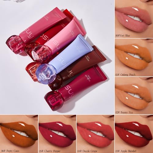 ADMD Jelly Lip Gloss Lightweight Hydrating&Shine-Boosting Lip Glaze for Natural Radiance,Long-Lasting, Travel-Friendly Tube(00# Veri Blue) — view 5