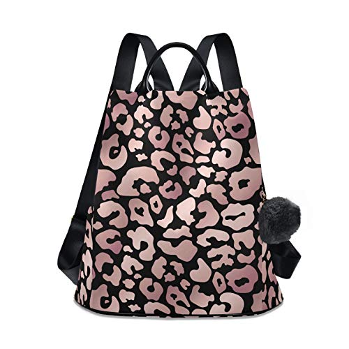 Image of ALAZA Rose Gold Leopard Print Pink Cheetah Animal Backpack Purse for Women Anti Theft Fashion Back Pack Shoulder Bag