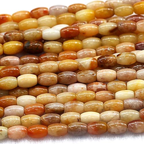 Perles jaspe doré naturel 8x10mm, fil perle de riz jaspe jaune pour création bijoux