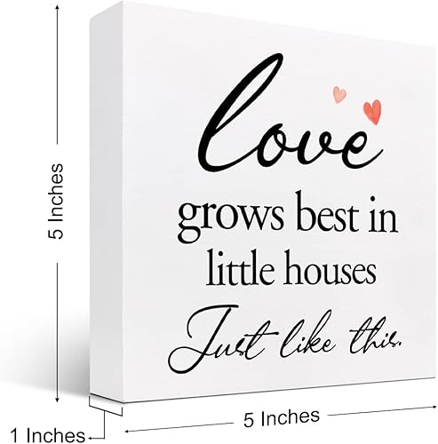 Miniatura 2 de Cartel de madera Love Grows Best in Little Houses Just Like This para decoración de escritorio, citas inspiradoras, caja de madera para decoración
