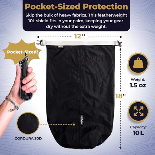 Image of SIDE BY SIDE Small Lightweight 10L Dry Bag, Stuff Sack for Backpacking