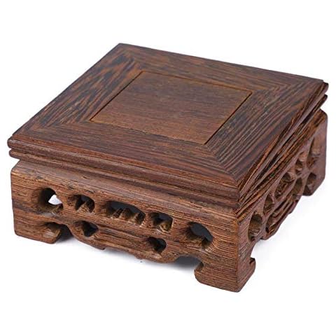 Buachois Vintage Wooden Square Vase Base Cover