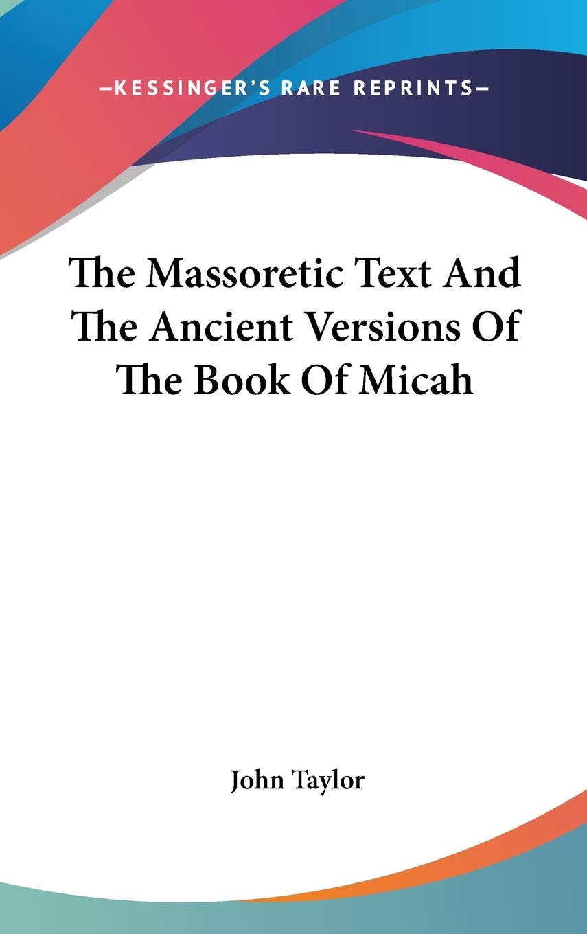 Amazon.co.jp: The Massoretic Text and the Ancient Versions of the Book ...