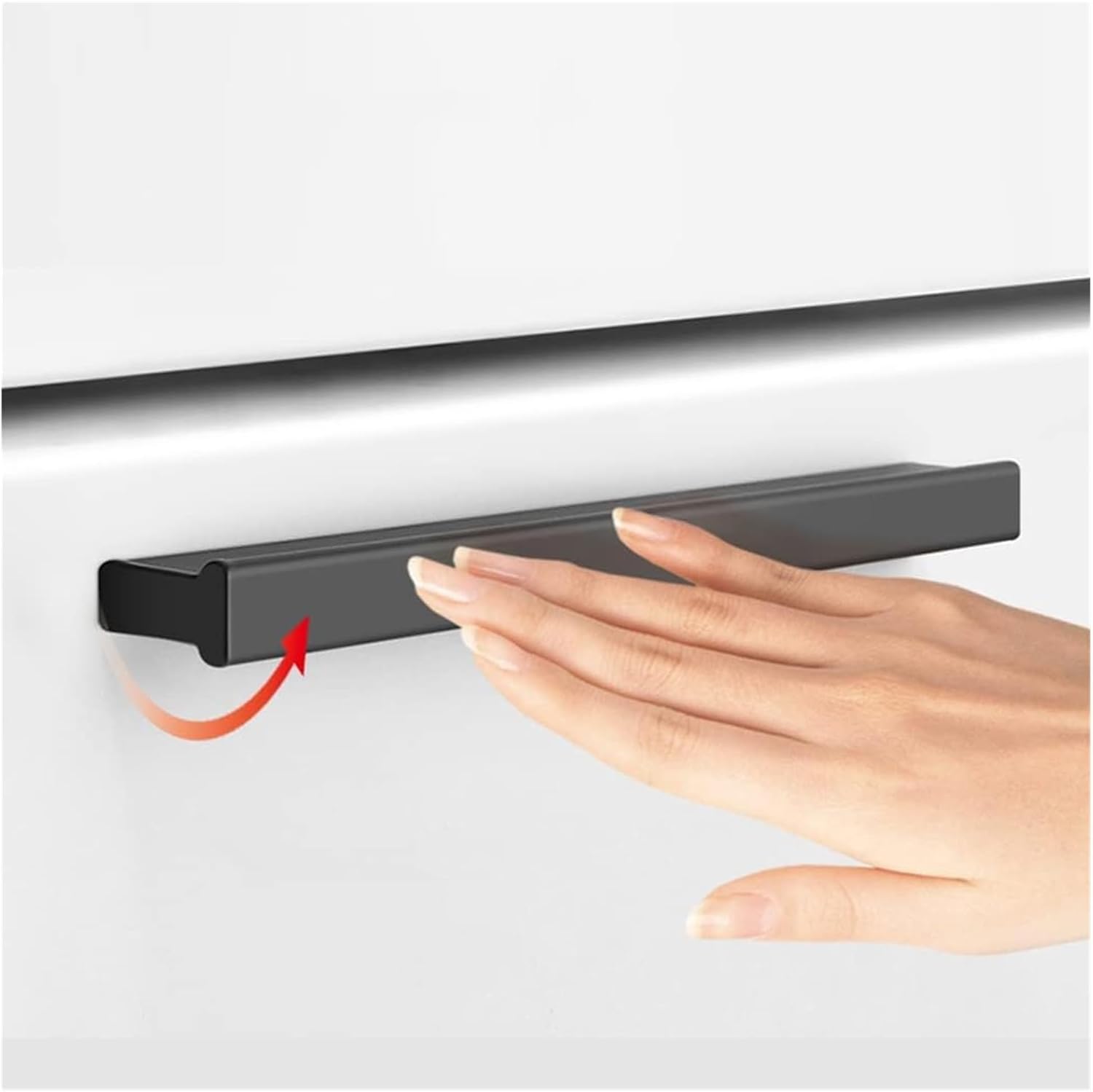 Hidden Furniture Handles 2 Pcs Cupboard Pull Handles Solid Cabinet Door Handles Black Wardrobe Furniture Pulls, for Kitchen Bedroom Bathroom Drawer, Aluminum Alloy(Length 600mm)