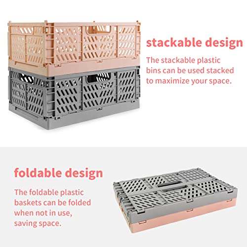 Domiella 2-Pack Crates For Storage, Storage Crates Plastic Stackable, Collapsible Folding Crate For Office Home Kitchen Bedroom Bathroom (40 * 30 * 15Cm, Yellow) #TOP3