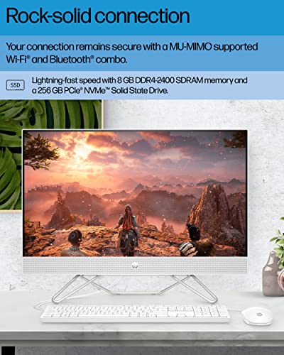 Hp All-In-One Bundle Pc, Intel Pentium Silver Processor, Intel Uhd Graphics 605, 8 Gb Sdram, 256 Gb Pcie Ssd, Full Hd Display, Windows 11 Home Os, Dual Computer Speakers, Wi-Fi (24-Cb0120, 2022) #TOP3