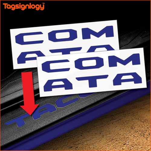Image of Prime Series UV Weatherproof Vinyl Decals: Pair of Left and Right Front Door Sill Protector Letter Inserts fits Tacoma 2016-2023 (Gloss Navy)