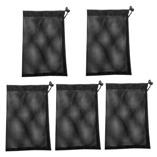 Totority 5個 耐久性ポリエステル製メッシュ巾着バッグ 大容量ゴルフボール収納袋 軽量通気性アウトドア用ボールポーチ 取り付け簡単持ち運