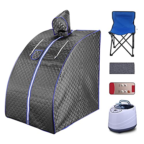 Oeyal Portable Sauna, Sauna, 2L Steam Sauna Home Sauna for Relaxation at Home,One Person Sauna with Remote Control,Foldable Chair,Timer