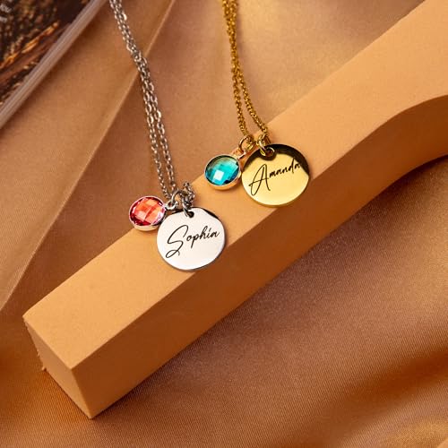 Personalised Gifts for Women, Name Necklace with Birthstones, Birthday Gifts for Girls, Daughter Necklace - Image 5