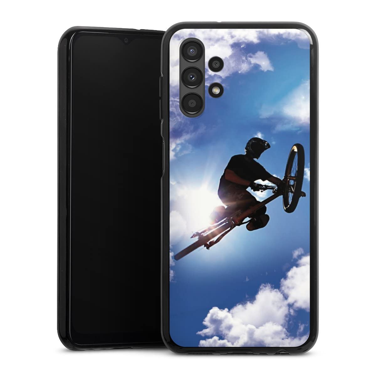 DeinDesign Silikon Hülle kompatibel mit Samsung Galaxy A13 4G Case schwarz Handyhülle Fahrrad Mountainbike Himmel Elektronik & Foto