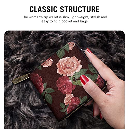 Image of DailyObjects Women's Zip Wallet | Made with Vegan Leather Material | Carefully Handcrafted | Holds up to 8 Cards | Slim and Easy to Fit in Pocket | Coin Pocket with Button Closure