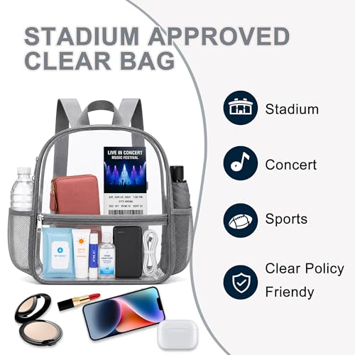Image of Oraben Clear Backpack for Stadium Events Clear Bag Small Stadium Backpack Waterproof 12x6x12 for Women Men Adult Concert Sports