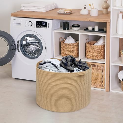 Image of MEGASKET Extra Large Storage Basket, 22 inch X 22 inch X 14 inch Stuffed Animal Basket for Living Room Kids Room, Soft Cotton Rope Bin With Handle, Throw Blanket Storage, Stuffed Animal Toy Organizer Box