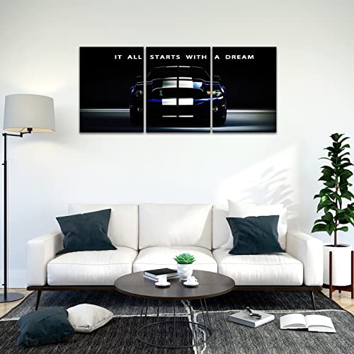 Kawahone It All Starts With A Dream - Motivational Canvas Wall Art,Office Inspirational Poster Prints Quotes Wall Decor Gallery-Wrapped Frame Easy Hang- 16" Wx 24" Hx 3 Pcs #TOP7