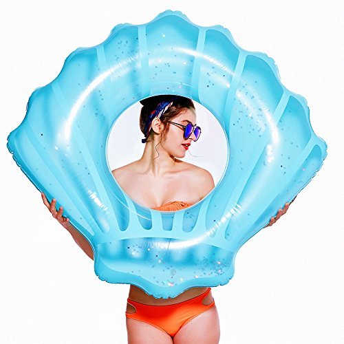 NAKORNO Inflatable Swim Rings, Shell Shape Swim Tube, Funny Pool Floats or Summer Outdoor Beach Toy for Adults Kids, Giant Pool Party Ring Vacation Swimming Circle 45 x 35 x 12inches (Blue)