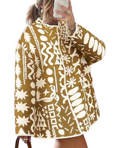 Wyeysyt Chaqueta acolchada para mujer, ligera, con estampado floral, con botones, para exteriores, Caqui, M