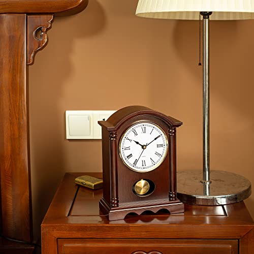 Ayrely® Classic Grandfather Mantel Clock For Living Room Déco, Elegant Wooden Finish, Gold-Tone Pendulum, Desk Clock For Living Room, Bedroom, Farmhouse Décor #TOP6