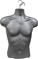 Vista 21 de DisplayTown Maniquí masculino con espalda hueca y cuerpo apilable con ganchos para colgar para exhibición de camisetas, encimera, ferias de Blanco