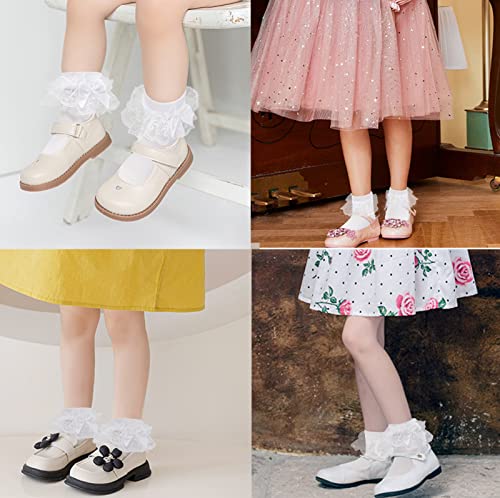 Akkilar 5 Pack Baby Girls Lace Ruffle Socks Lace Trim Eyelet Frilly Mesh Princess Cotton Ankle Dress Sock For Infants Toddler #TOP5