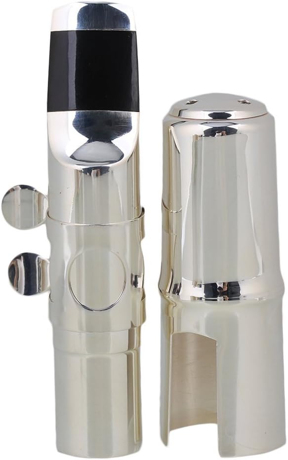 Silver Color Nickel-plated Sax Mouthpiece With Cap Ligature Reed for B-flat Soprano Saxophone Sax (7#)