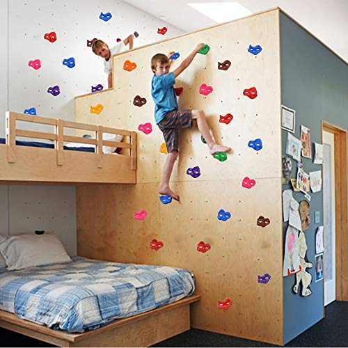 Gelury 32 Rock Climbing Holds for Kids and Adults| 8 Colors Climbing Holds| Rock Climbing Wall Holds Outdoor and Indoor with Mounting Hardware Kit - Thumbnail 5