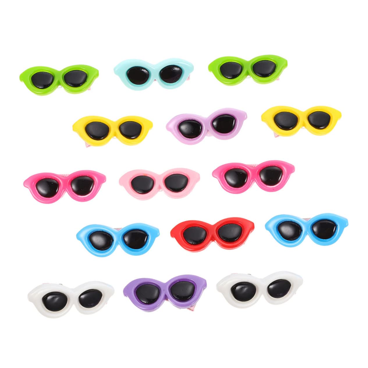 GRIRIW 15Pcs Sunglass Shaped Decorative Pet Hairpins Hair Clips for Dogs and Cats Adorable Headwear Accessories for Grooming and Parties