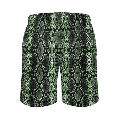 Watercolor Abstract Snake Animal Skin Men's Shorts Casual Classic Fit Drawstring Summer Beach Shorts with Pockets3