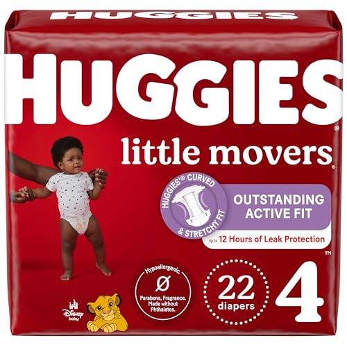 Image of Huggies Size 4 Diapers, Little Movers Baby Diapers, Size 4 (22-37 lbs), 22 Count, Packaging May Vary