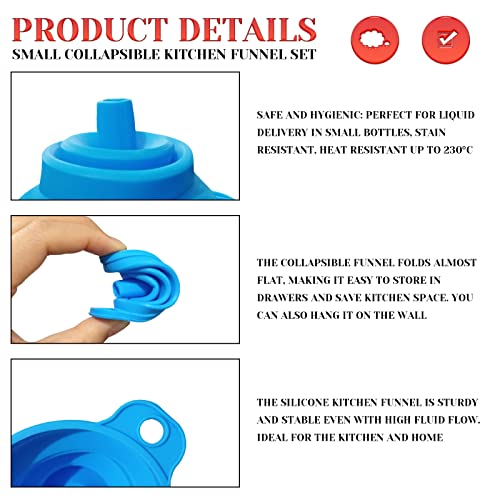 Llmsix 4 Pcs Silicone Funnel Funnels For Filling Bottles Or Containers Collapsible Flexible Foldable Small Funnel Set Silicone Fold Funnels For Oil Water Powders Cooking Tools(S/M/L/Xl) #TOP4