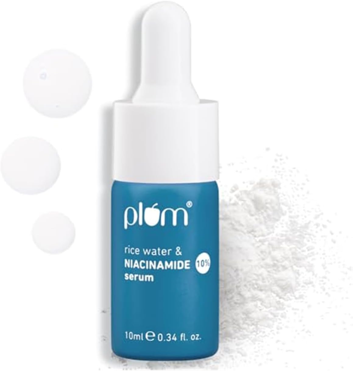 Plum 10% Niacinamide Serum with Rice Water | Provides Clear, Glowing & Brightening Skin | for Acne Prone, Combination, Oily & Sensitive Skin | Oil Control & Anti Acne Face Serum for Women & Men | 10ml