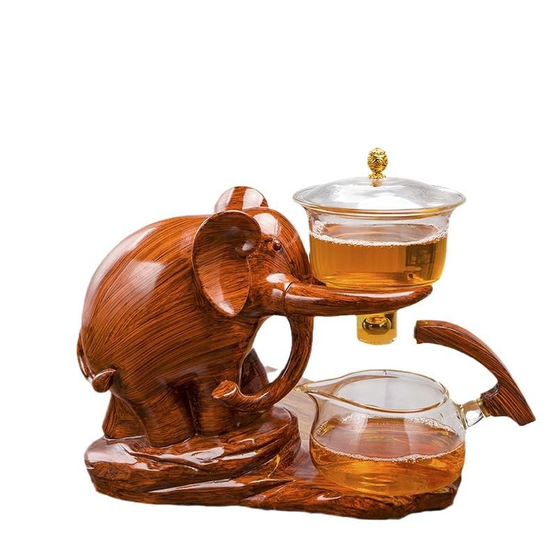 Service à thé en verre Kungfu d'exception et son éléphant