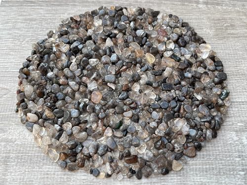 Image of GAF TREASURES 2 oz Lot Natural Black Rutilated Quartz Semi Tumbled Gemstone Chips, Crushed Mini Crystals, Undrilled Crystal Chips (Black Rutilated Quartz)