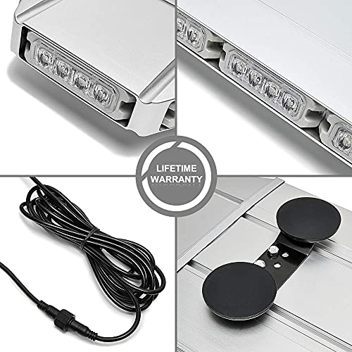 Smallfatw Led Bar Led Trailer Lights 27” 64 Led 16 Flashing Modes Aluminum Hosing Dual 8 Magnetic Bases, Led Lights For Trucks, Emergency Lights For Vehicles, Amber&White #TOP4