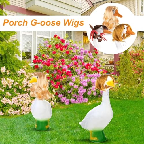 Pelucas para gansos de porche divertidas pelucas para mascotas 3 piezas 4