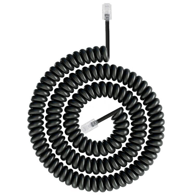 Uvital 3 Meters Telephone Phone Handset Cable, 1Pack RJ9 Coiled Cord for Home Landline, Black, 3 m (1 Pack)