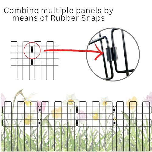 ShopLaLa Garden Fence Animal Barrier (Total 10 ft) 10 Panels, 16.5 Inch, Small and Short Decorative Outdoor Dog Fence, Metal Fencing Plant Protectors from Pet Rabbit Yard, No dig Wire Fences Border - Thumbnail 3