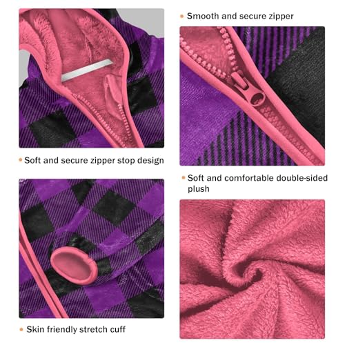 GuoChe Purple Black Plaid Classic Boys Fleece Jacket3