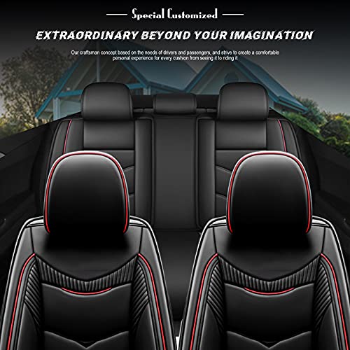 Pmuybhf Car Seat Covers Black Full Set In Faux Leather - Universal Fit Automotive Seat Covers, Easy To Clean Car Seat Cover For Suv, Sedan, Van #TOP1