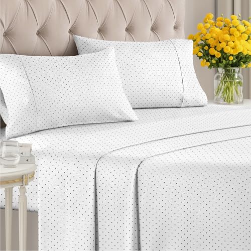 Image of Full 4 Piece Luxury Striped Sheet Set - Soft, Breathable & Cooling - Dots