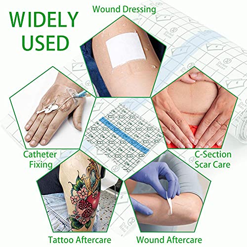 Tattoo Aftercare Bandage 5 Sheets 8 x 8 in - Waterproof Transparent Film For Tattoo Initial Healing And Skin Repair Adhesive Tattoo Supply Wrap