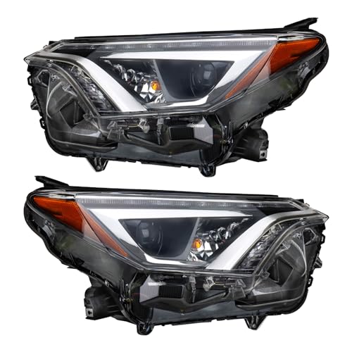 Image of TRQ 2 Piece Headlight Assembly Set LED Driver & Passenger Side Compatible with Toyota Rav4 2016-2018 Japan Built TO2518190 TO2519190 8114542670 8118542670